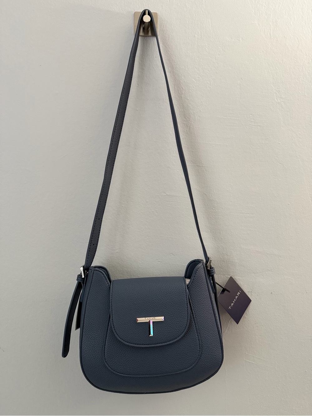 Tahari Fulton faux leather crossbody bag blue